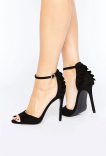Sandales noires talons et volants
