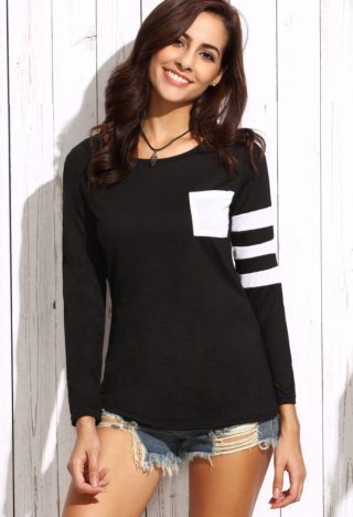 T-Shirt noir STRIPED