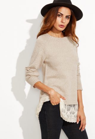 Pull dentelle RAGLAN